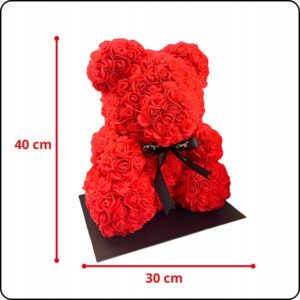 DUŻY RÓŻANY MIŚ Z RÓŻ XXL 40CM DLA DZIEWCZYNY W ELEGANCKIM PUDEŁKU
