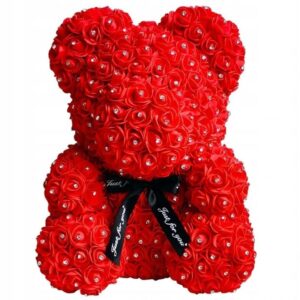 Miś z Różami i Kryształkami w Eleganckim Pudełku – Prezent Walentynkowy