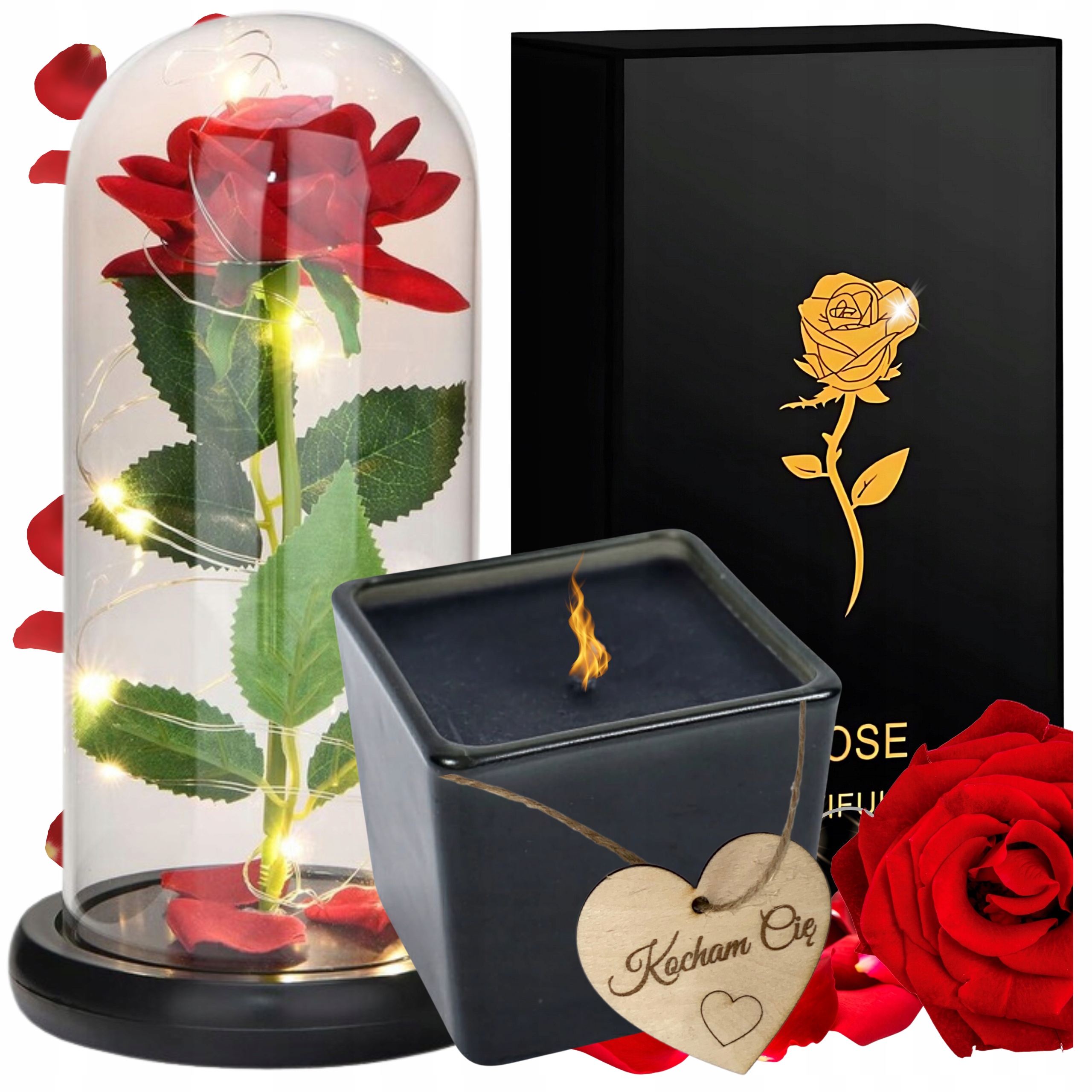 WIECZNA RÓŻA W SZKLE – EKSKLUZYWNY ZESTAW Z AROMATERAPIĄ